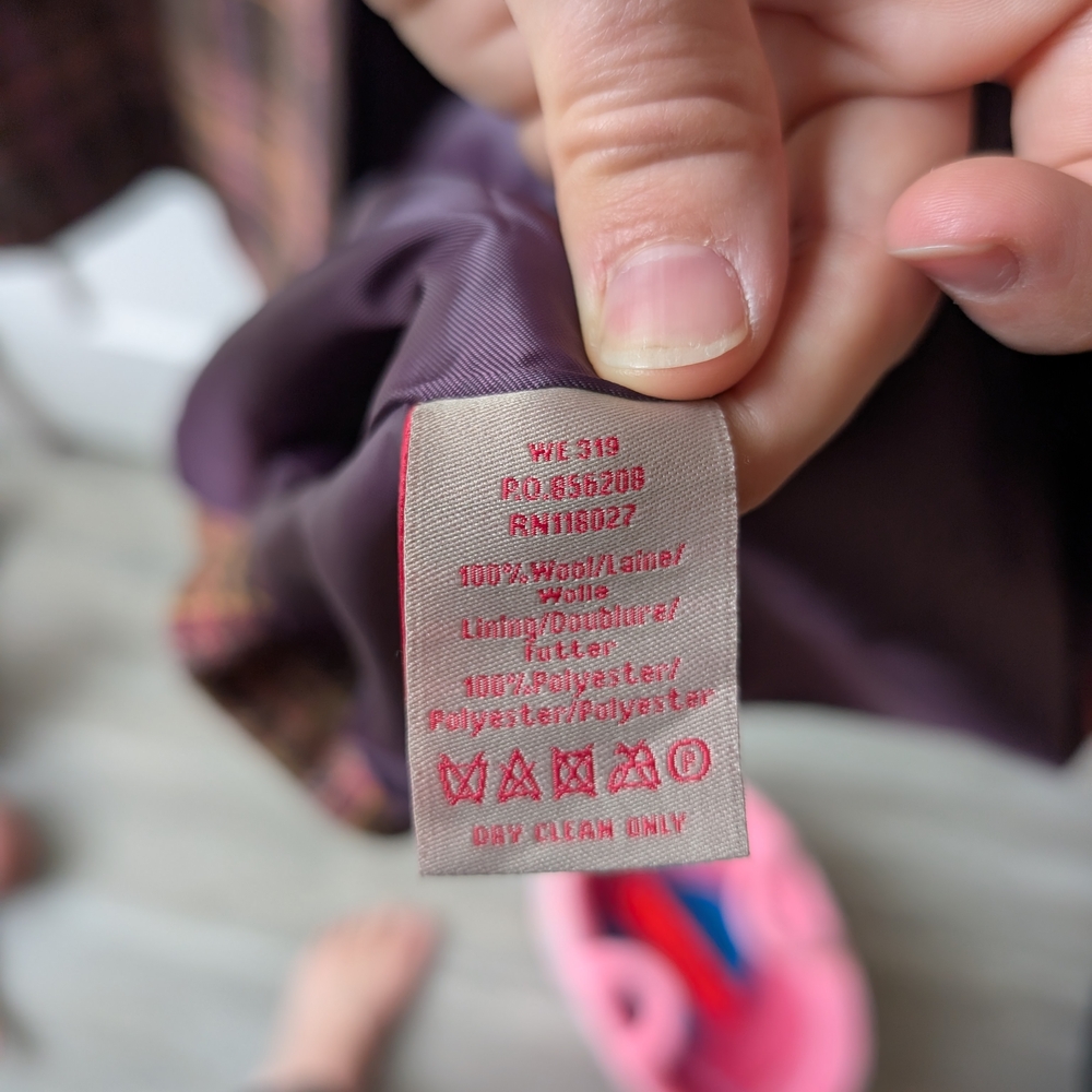 Boden Plaid Wool-Blend Pea Coat in Brown and Pink - Picture 6 of 6